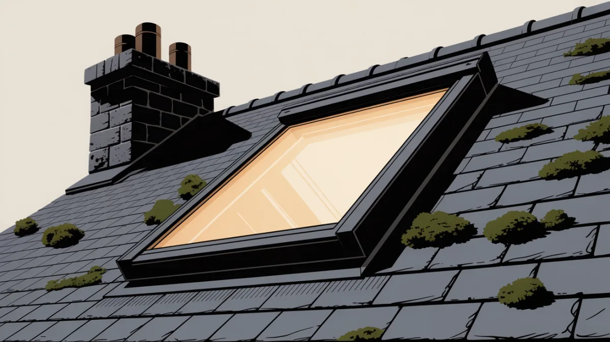 Fenêtre de toit Velux neuve posée dans une pièce sous combles lumineuse, vitrage clair et habillage intérieur blanc
